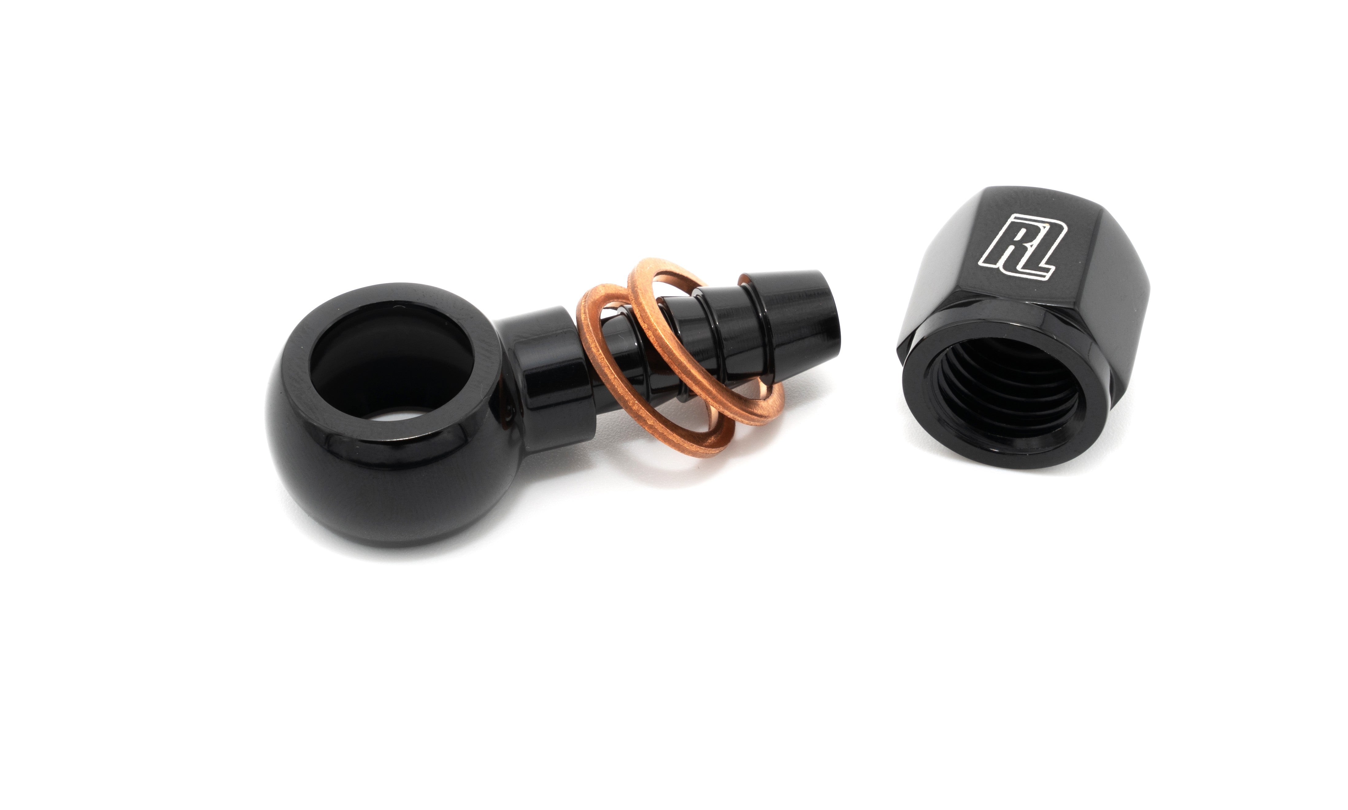 M12x1.5 Black Cap c/w M12 x 8mm Banjo Tail Black